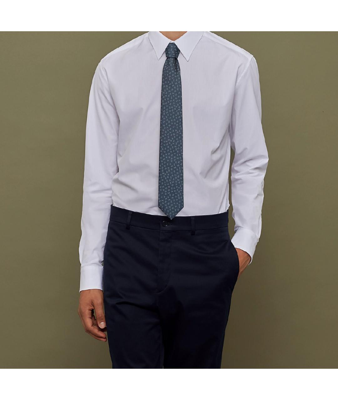 HERMES Серый шелковый галстук, фото 3