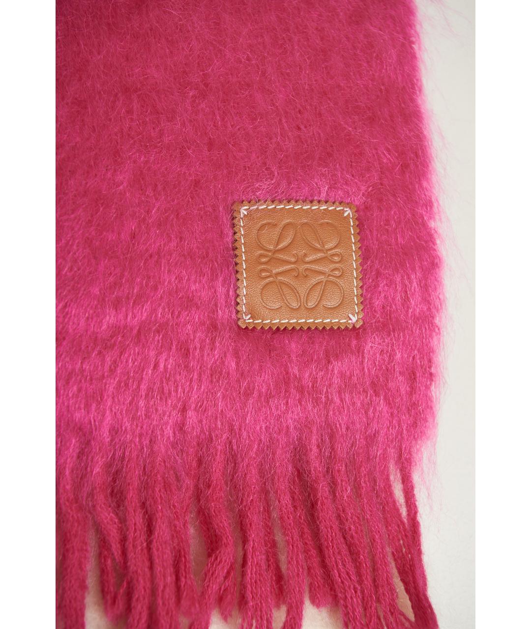 LOEWE Розовый шерстяной шарф, фото 3