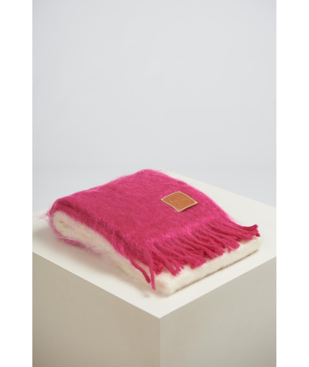 LOEWE Розовый шерстяной шарф, фото 2