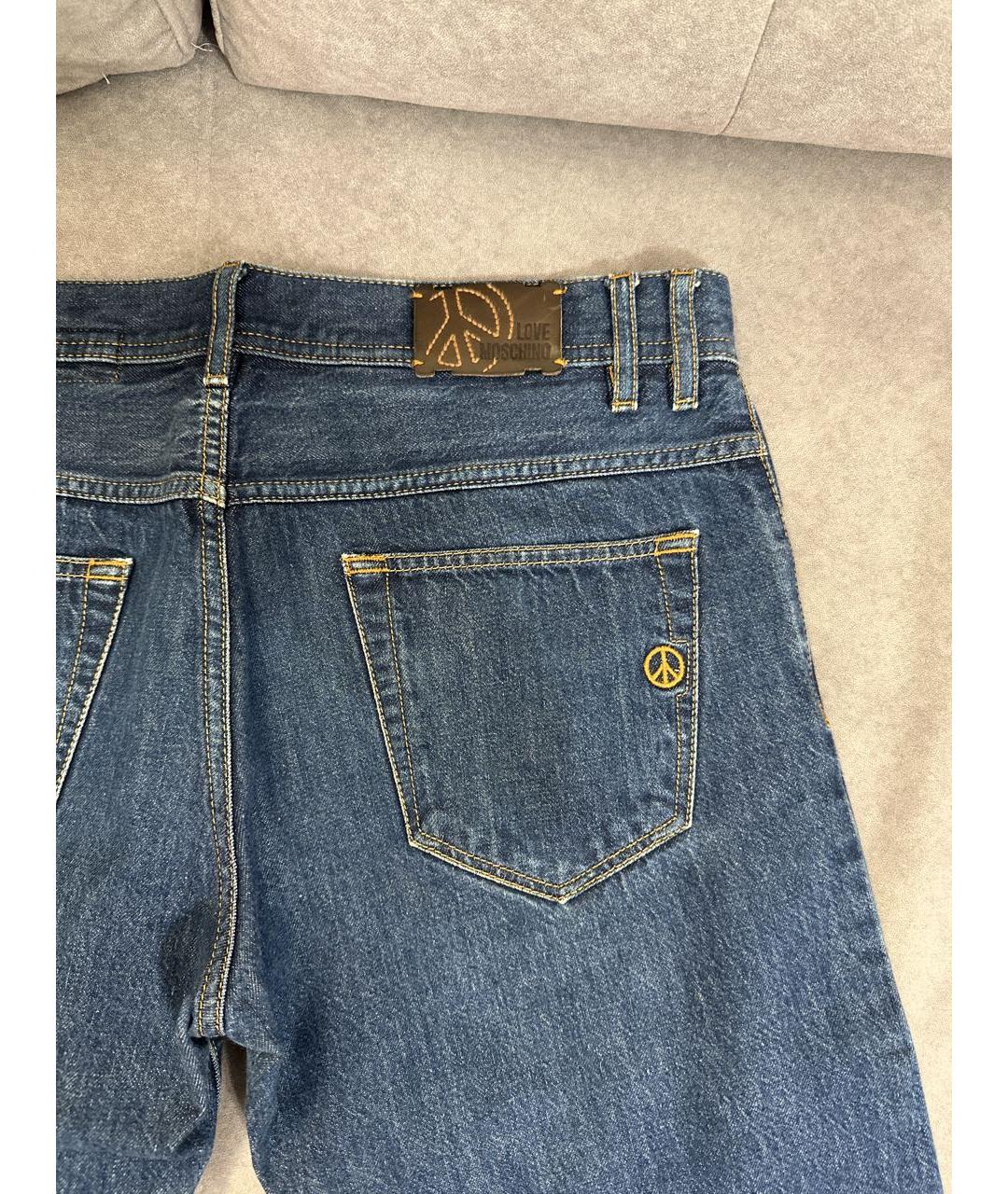 LOVE MOSCHINO Темно-синие хлопковые прямые джинсы, фото 5