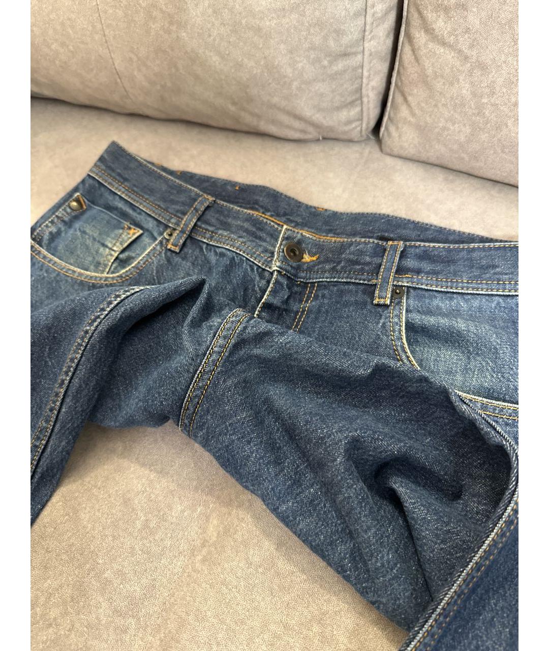 LOVE MOSCHINO Темно-синие хлопковые прямые джинсы, фото 6