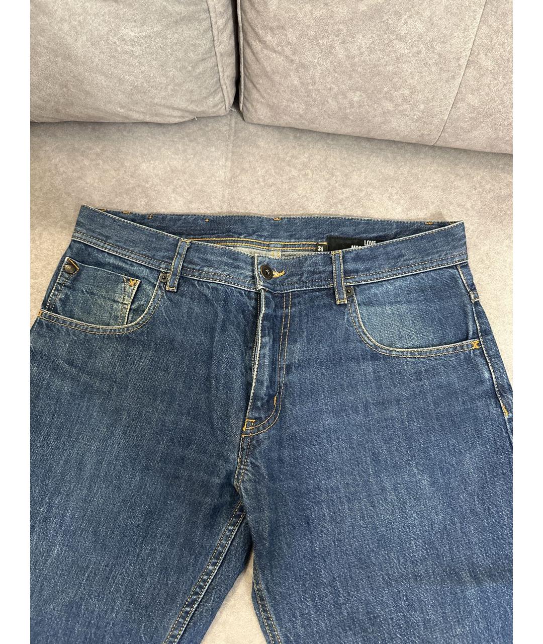 LOVE MOSCHINO Темно-синие хлопковые прямые джинсы, фото 3