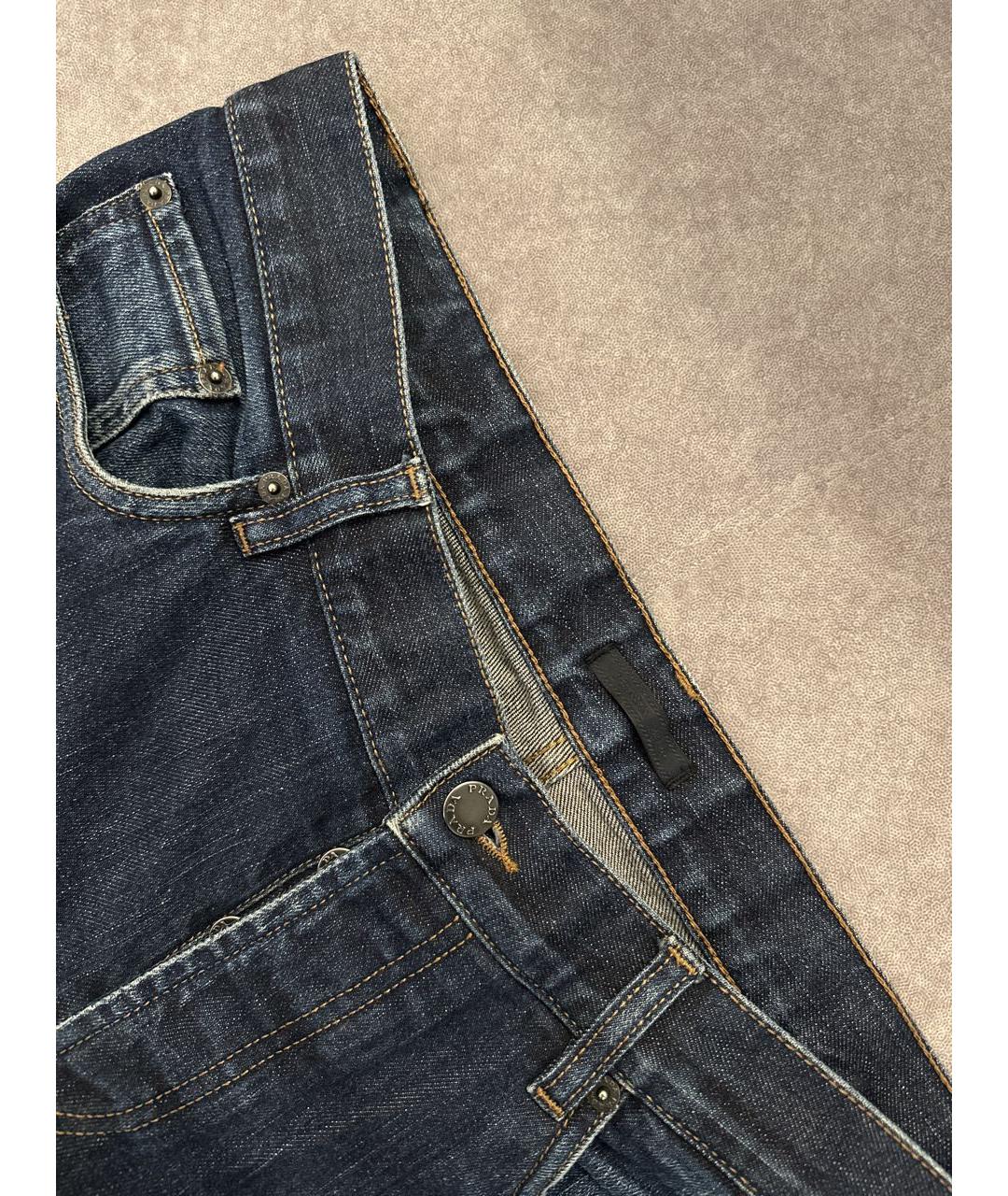 PRADA Темно-синие хлопковые прямые джинсы, фото 5