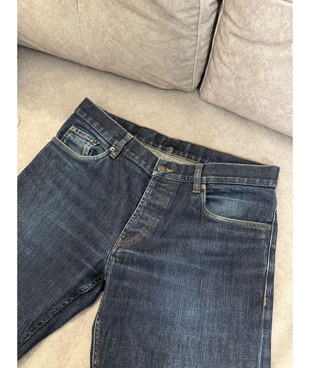 PRADA Темно-синие хлопковые прямые джинсы, фото 3