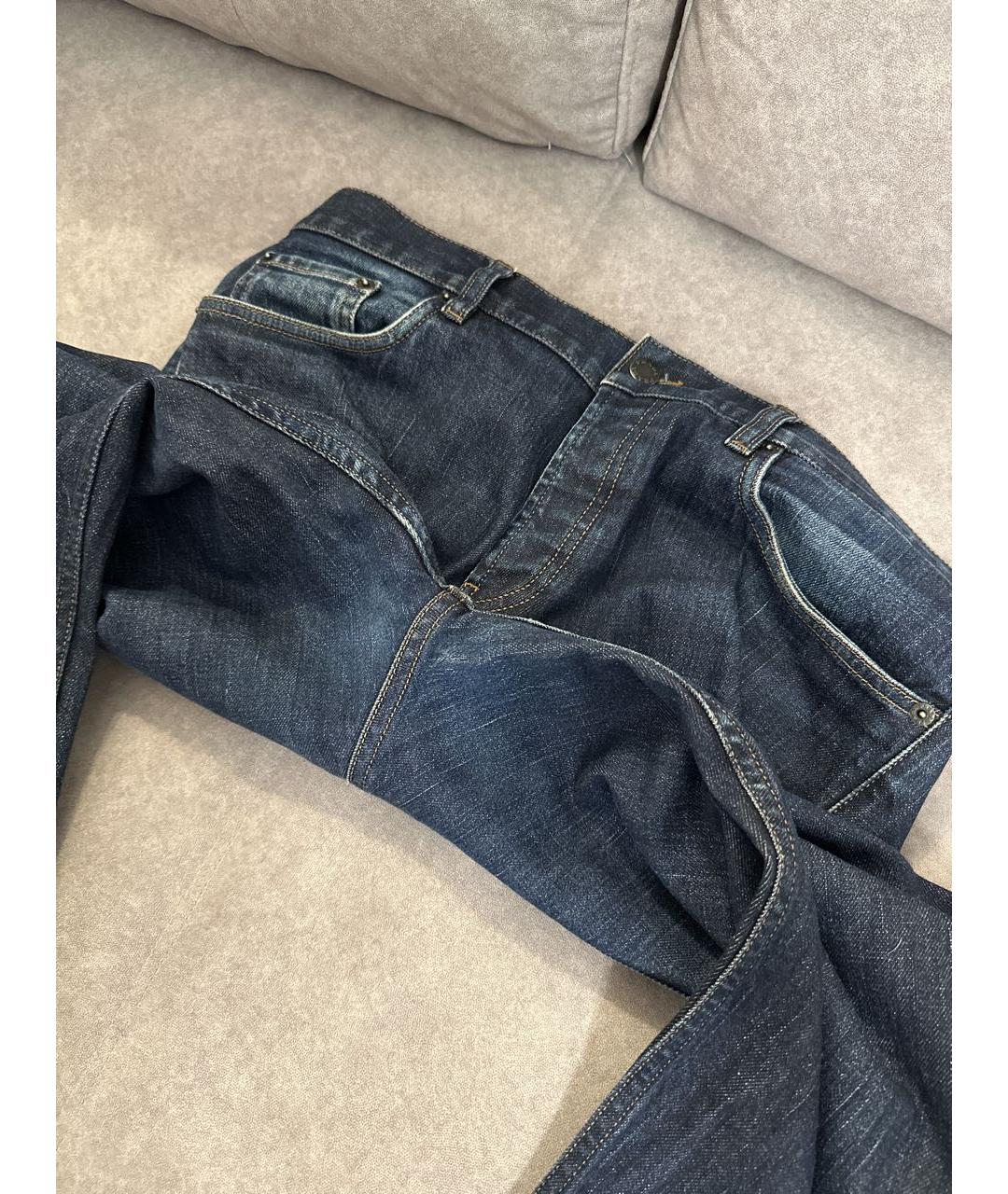 PRADA Темно-синие хлопковые прямые джинсы, фото 7