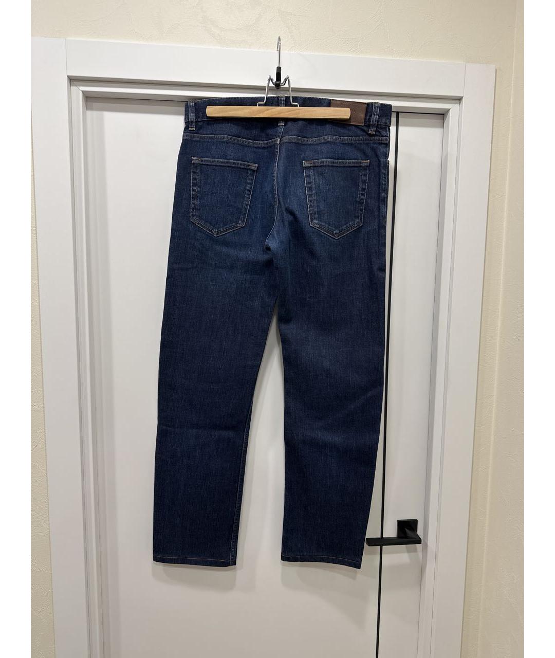 PRADA Темно-синие хлопковые прямые джинсы, фото 2