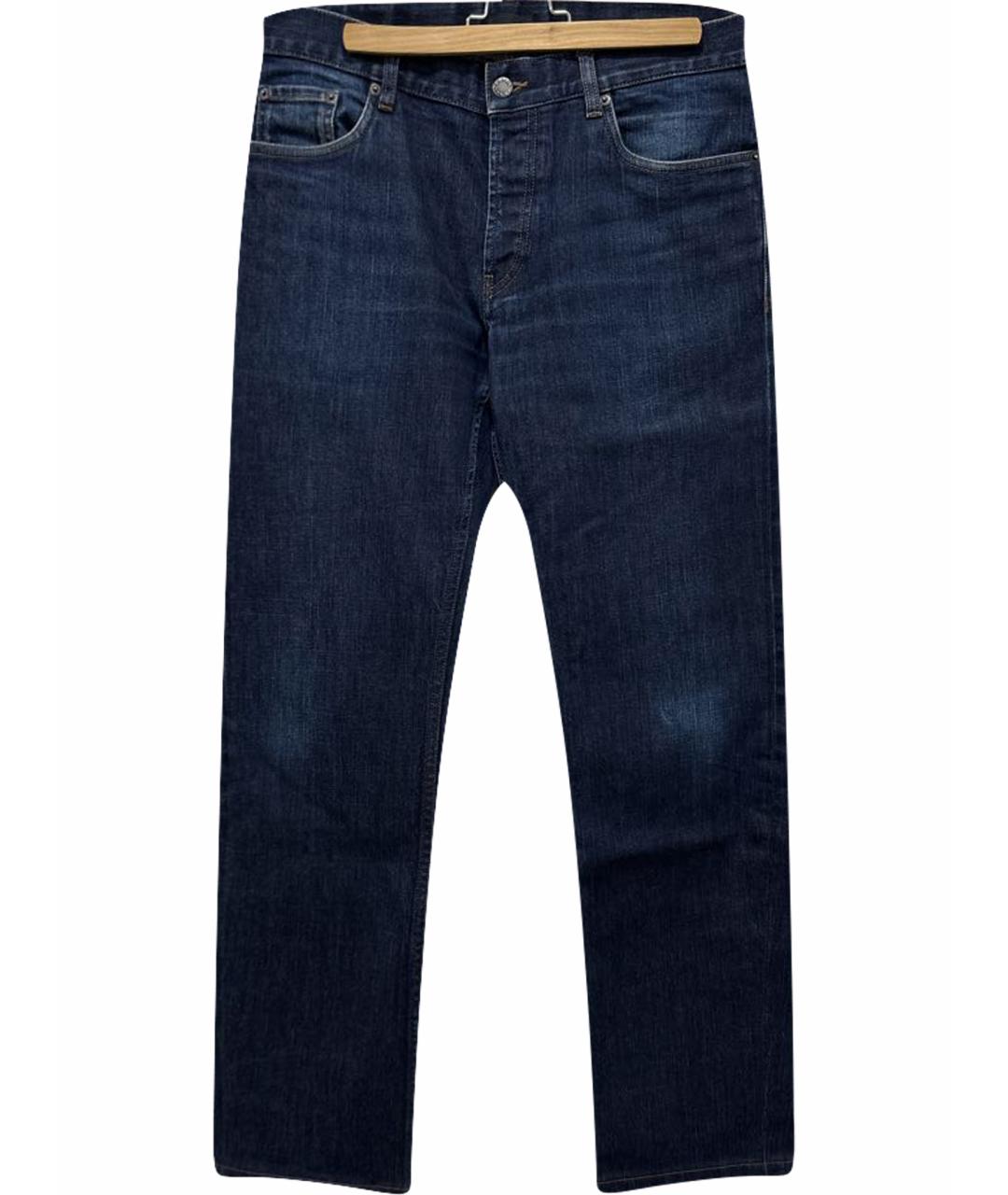 PRADA Темно-синие хлопковые прямые джинсы, фото 1