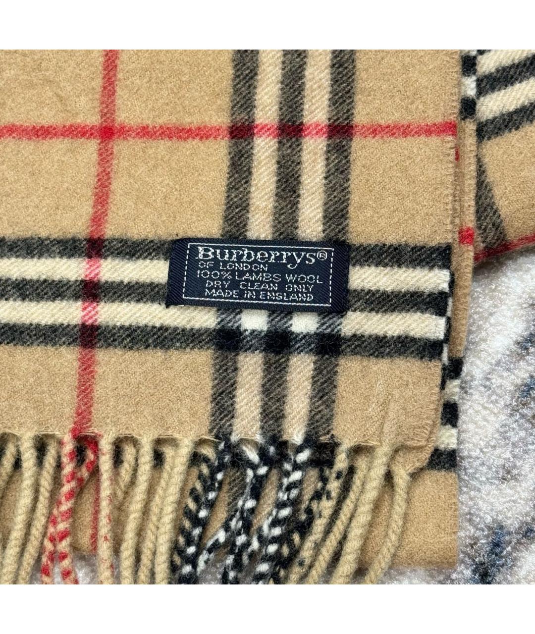 BURBERRY Бежевый шерстяной шарф, фото 3