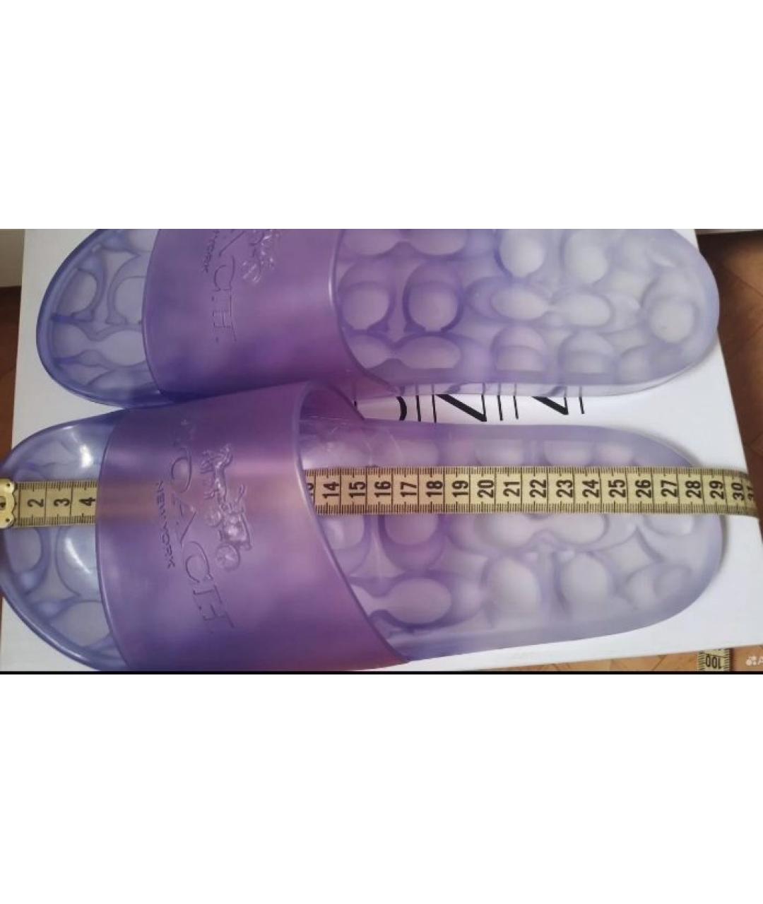 COACH Фиолетовые резиновые шлепанцы, фото 7