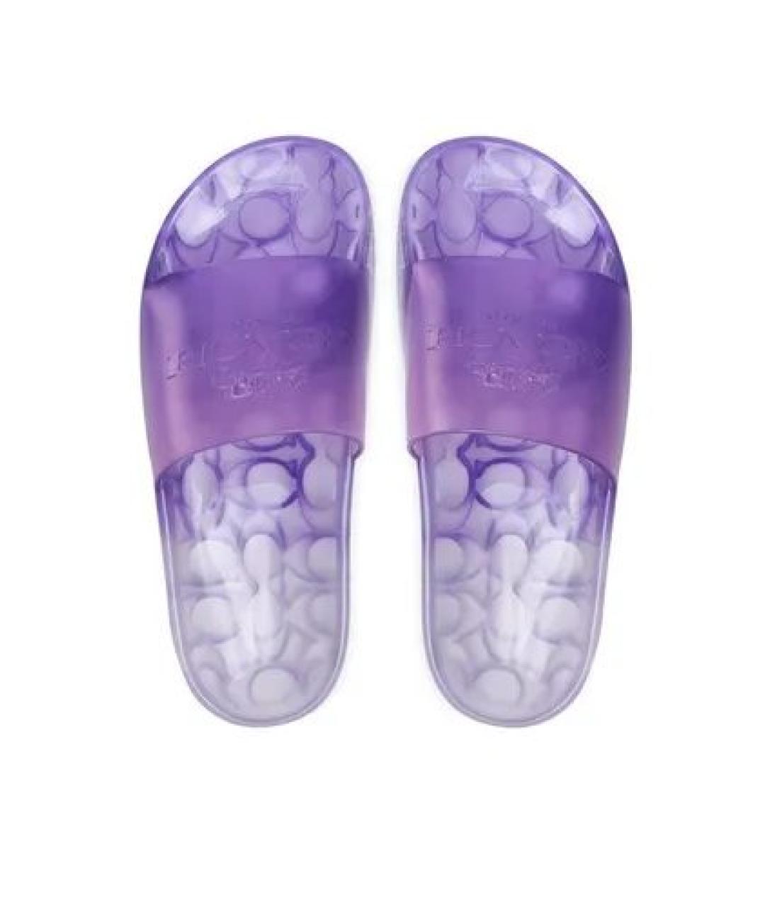 COACH Фиолетовые резиновые шлепанцы, фото 3