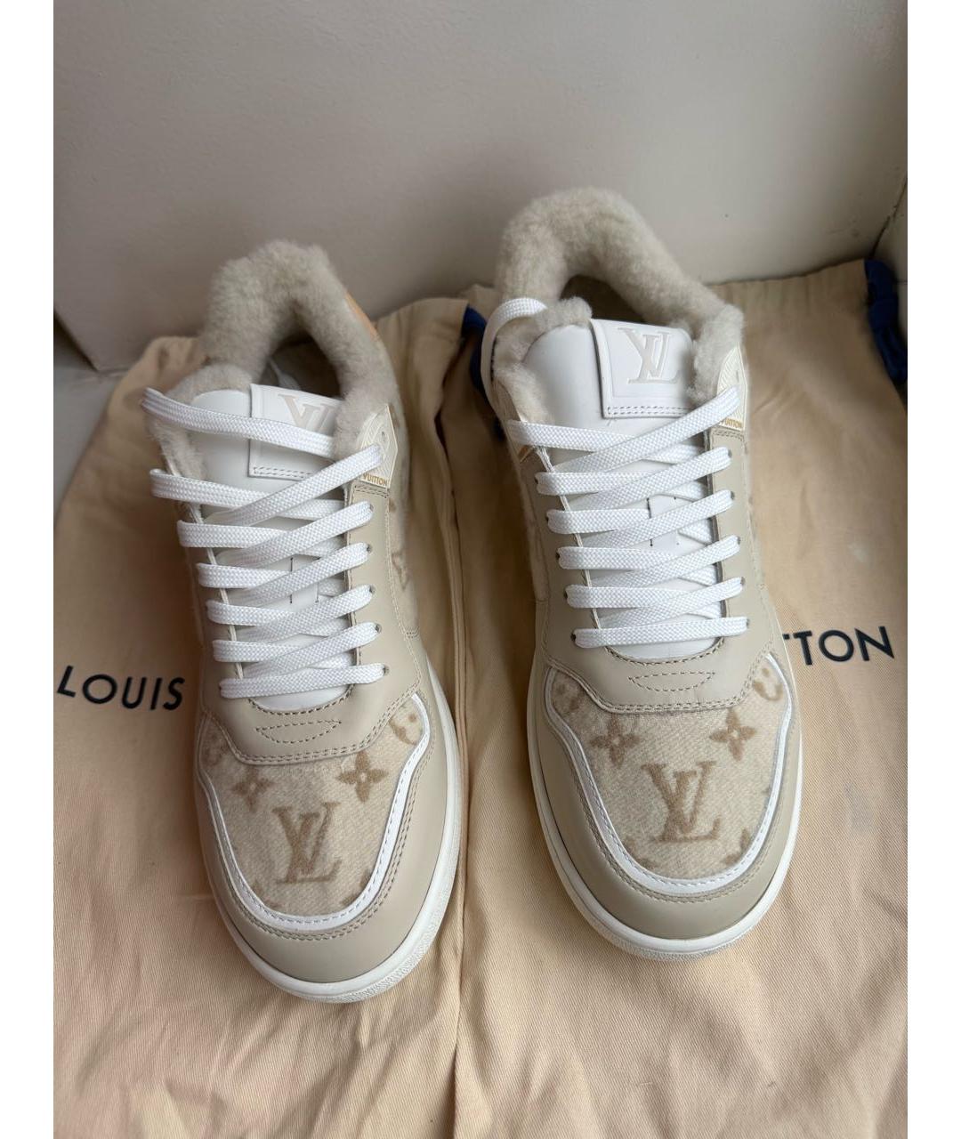 LOUIS VUITTON Бежевые кожаные кроссовки, фото 2