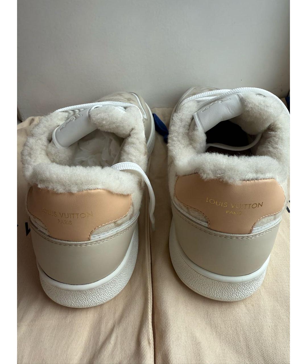LOUIS VUITTON Бежевые кожаные кроссовки, фото 4