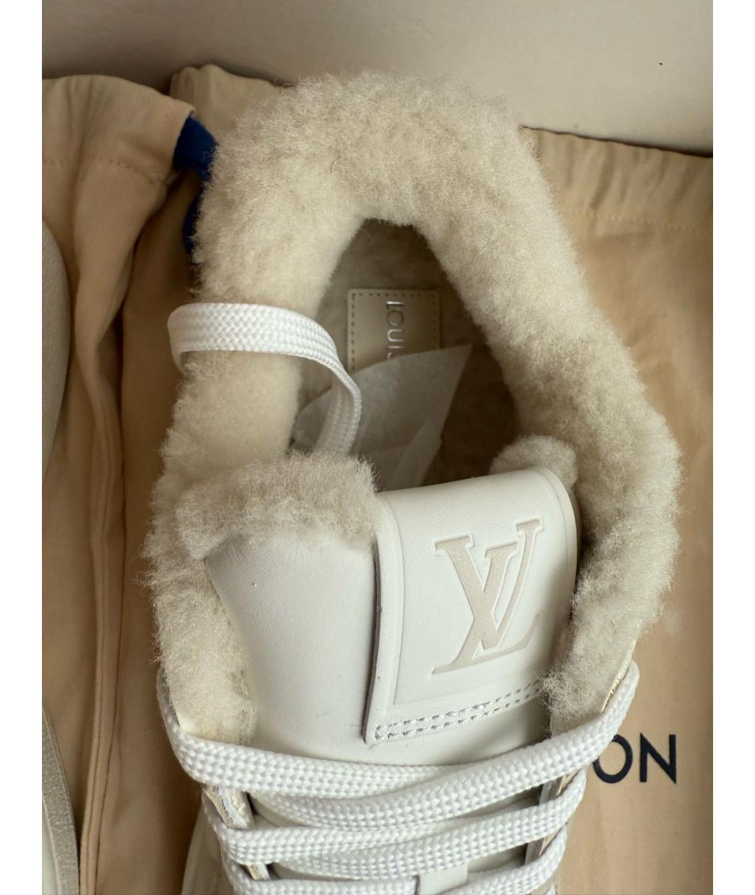 LOUIS VUITTON Бежевые кожаные кроссовки, фото 3