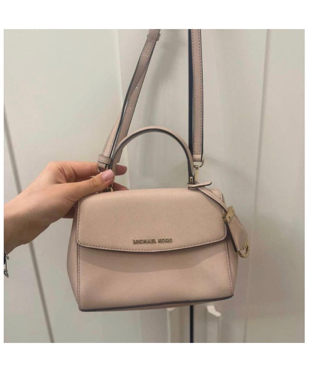 MICHAEL KORS Розовая кожаная сумка с короткими ручками, фото 5