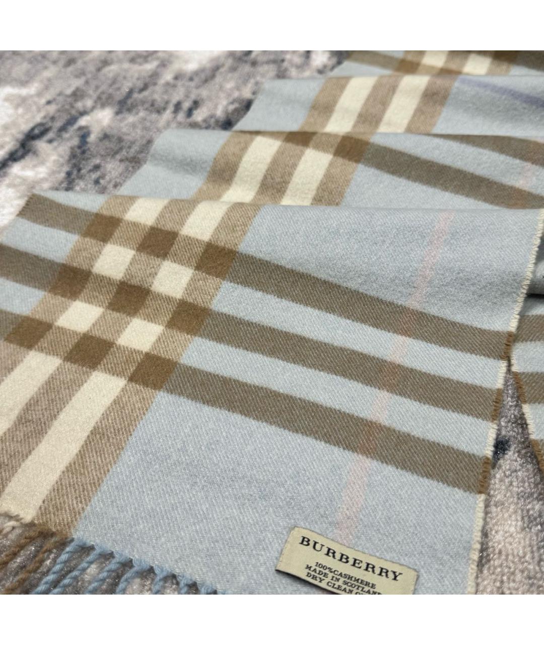 BURBERRY Голубой кашемировый шарф, фото 4