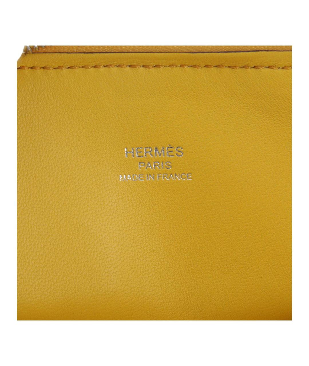 HERMES Желтая кожаная сумка тоут, фото 8