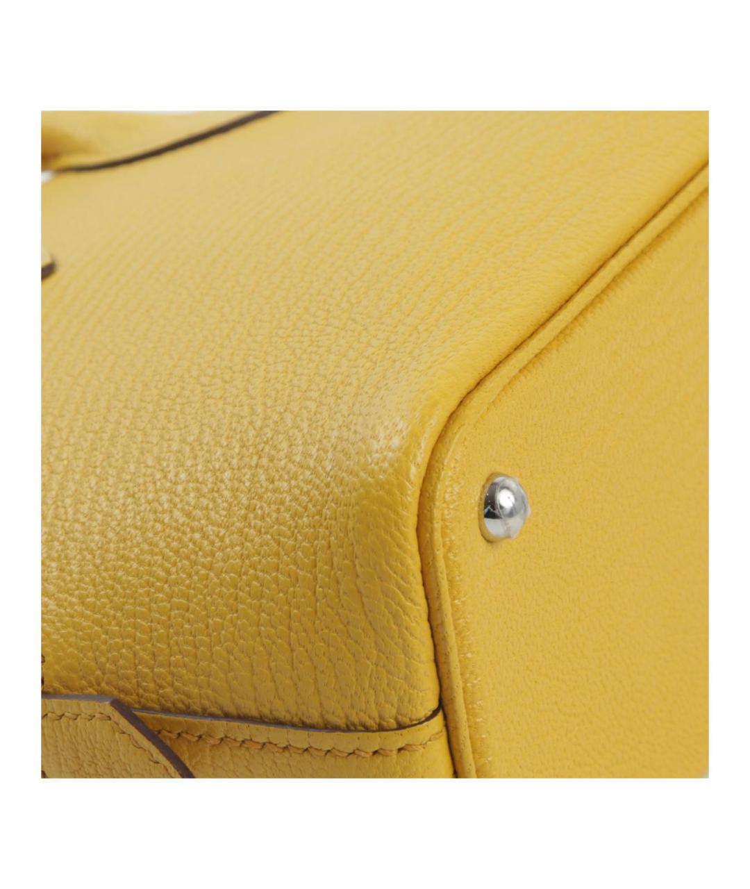 HERMES Желтая кожаная сумка тоут, фото 5