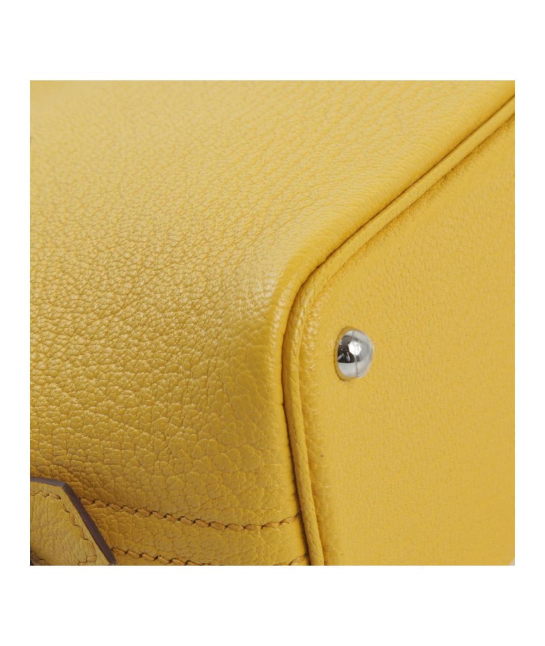 HERMES Желтая кожаная сумка тоут, фото 6