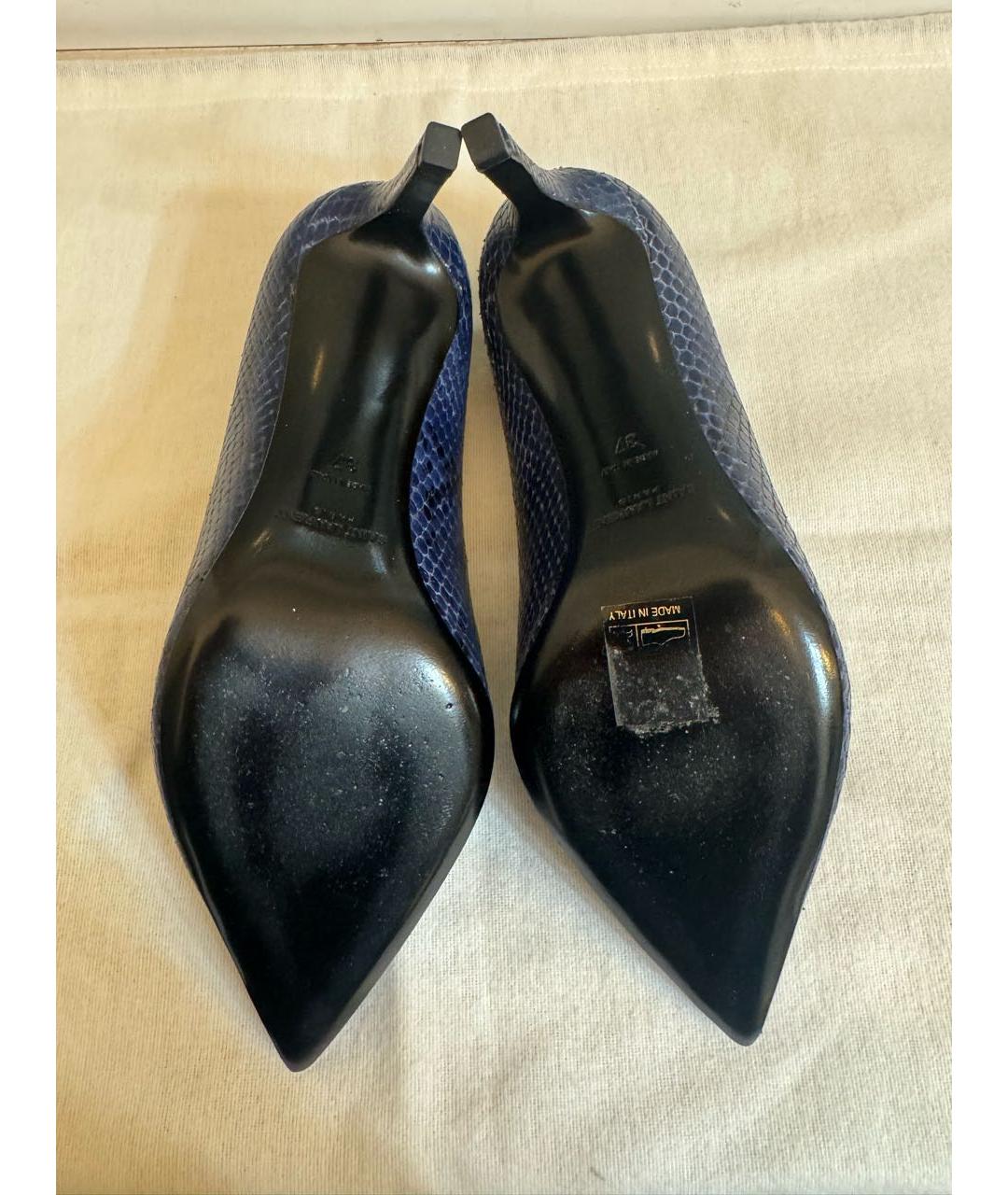 SAINT LAURENT Темно-синие кожаные туфли, фото 5