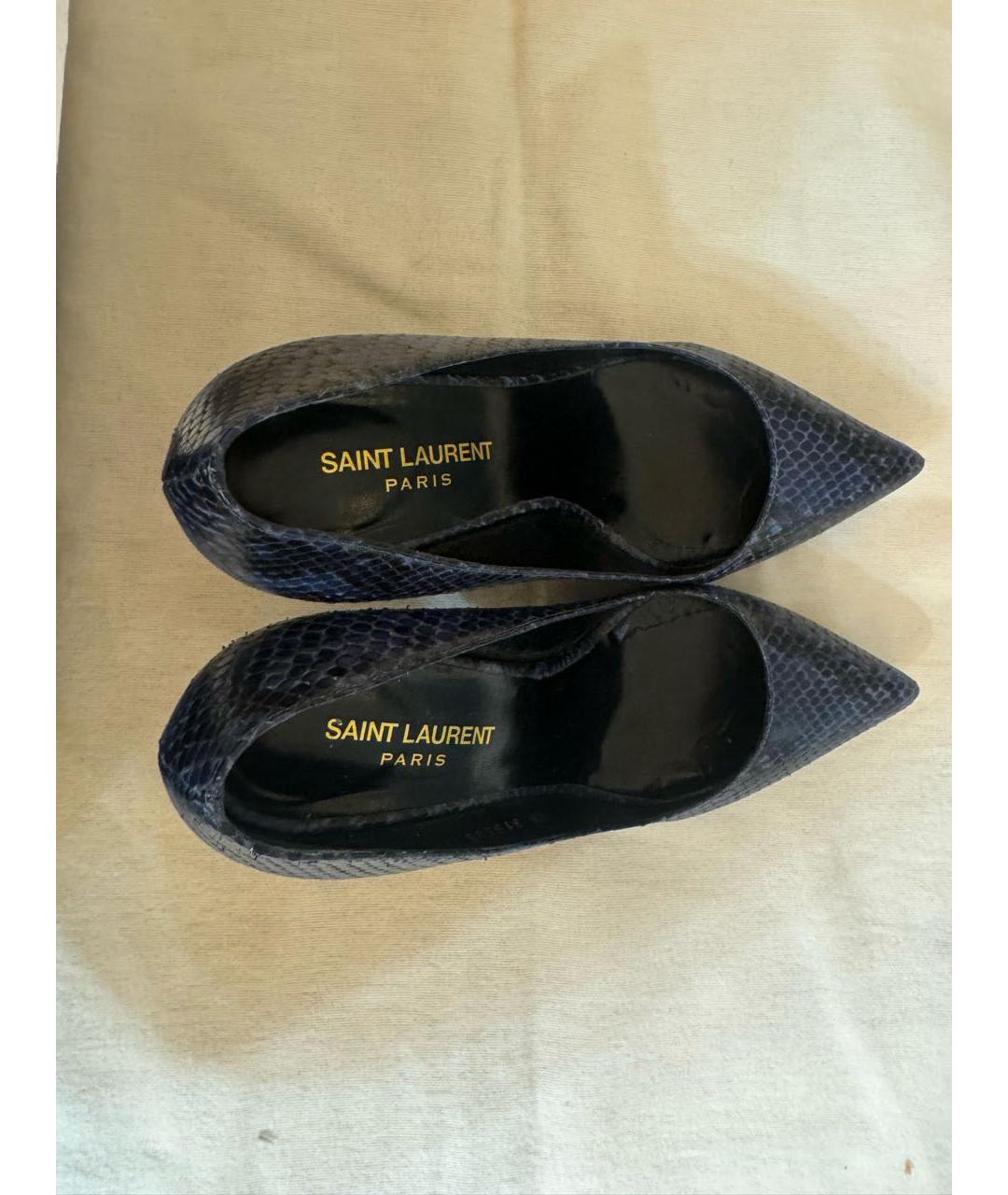 SAINT LAURENT Темно-синие кожаные туфли, фото 3