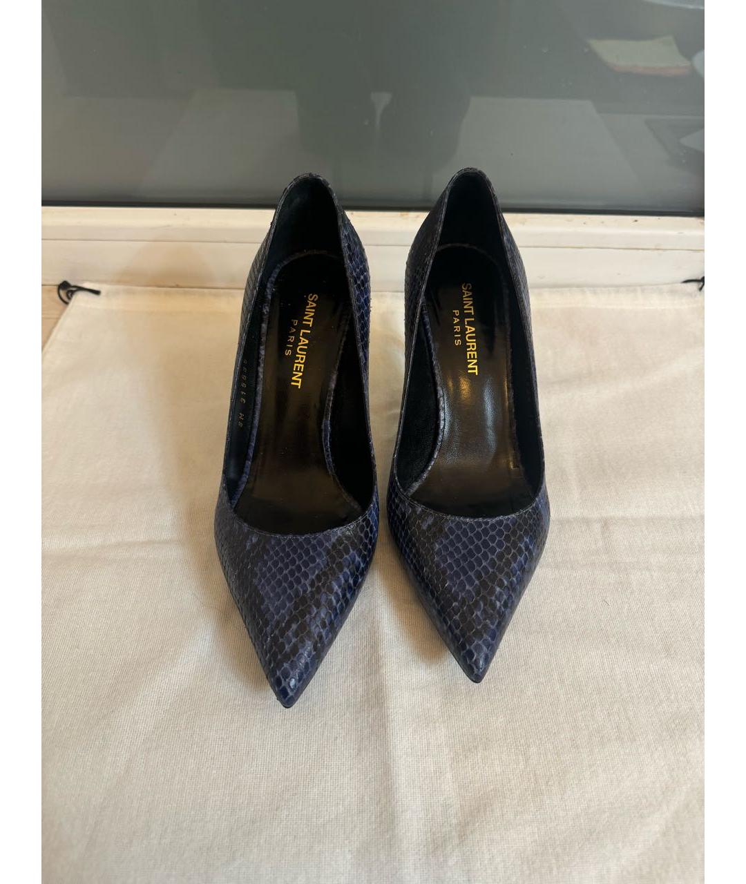 SAINT LAURENT Темно-синие кожаные туфли, фото 2