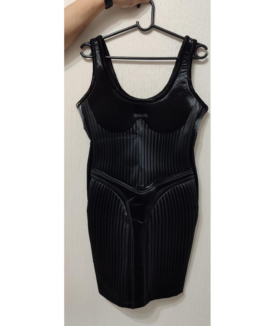 MUGLER Черное полиэстеровое коктейльное платье, фото 10