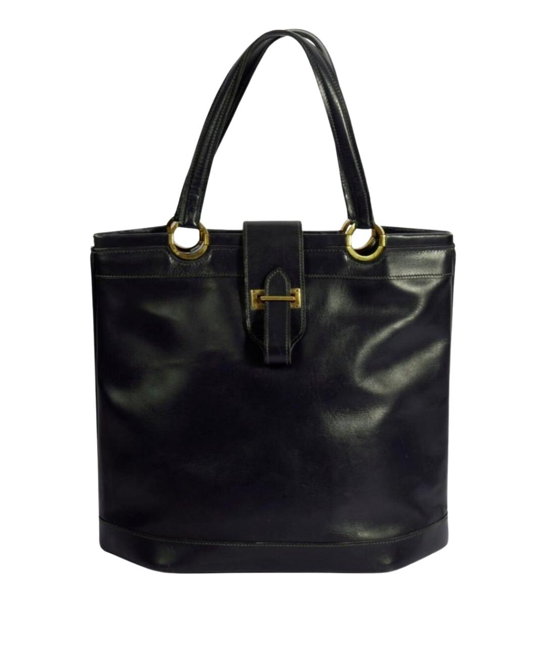 HERMES Темно-синяя кожаная сумка тоут, фото 1