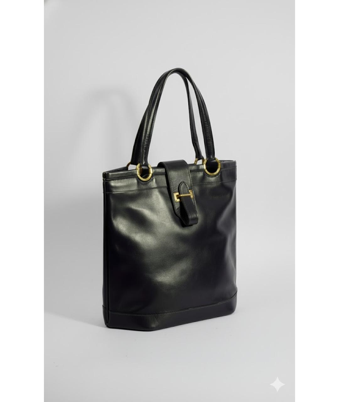 HERMES Темно-синяя кожаная сумка тоут, фото 3