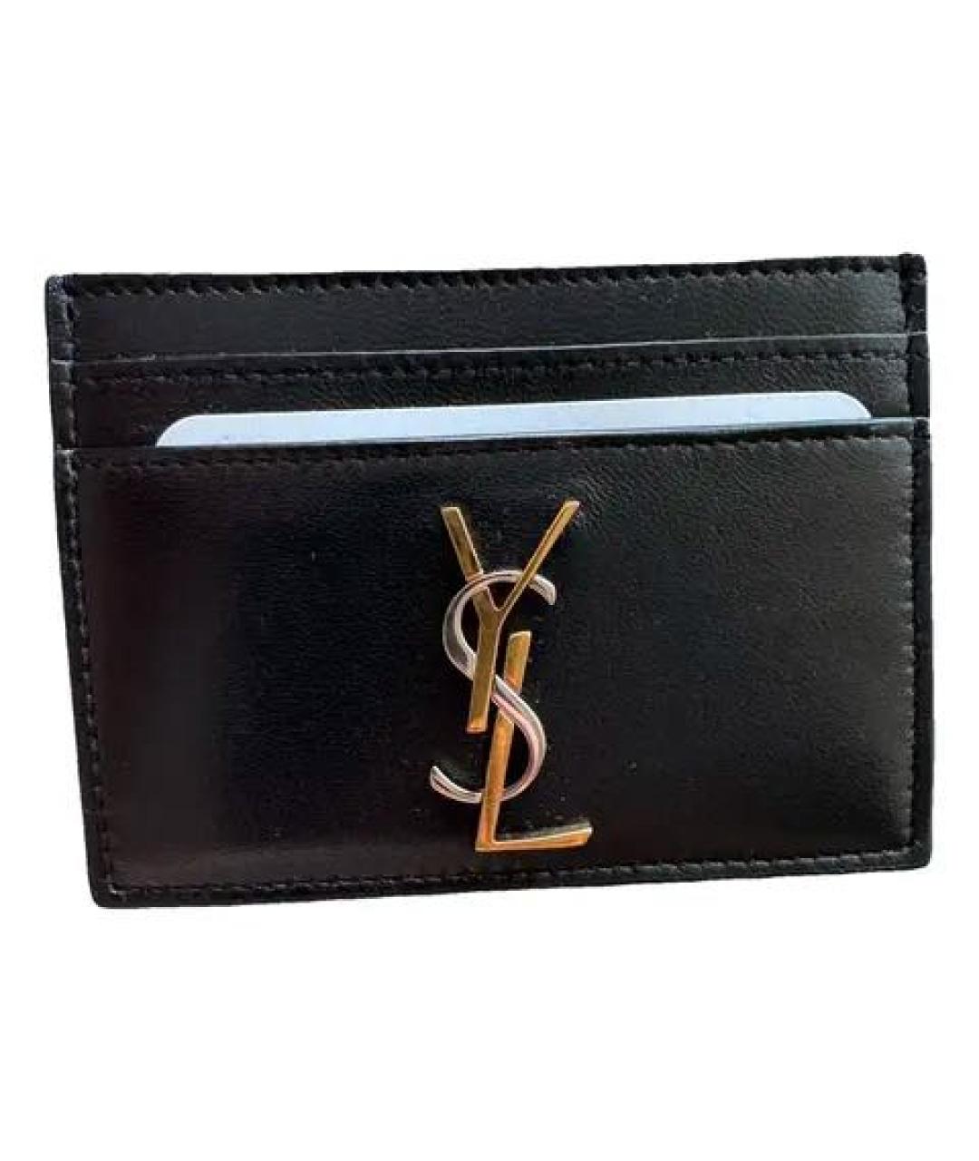 SAINT LAURENT Черный кожаный кардхолдер, фото 5