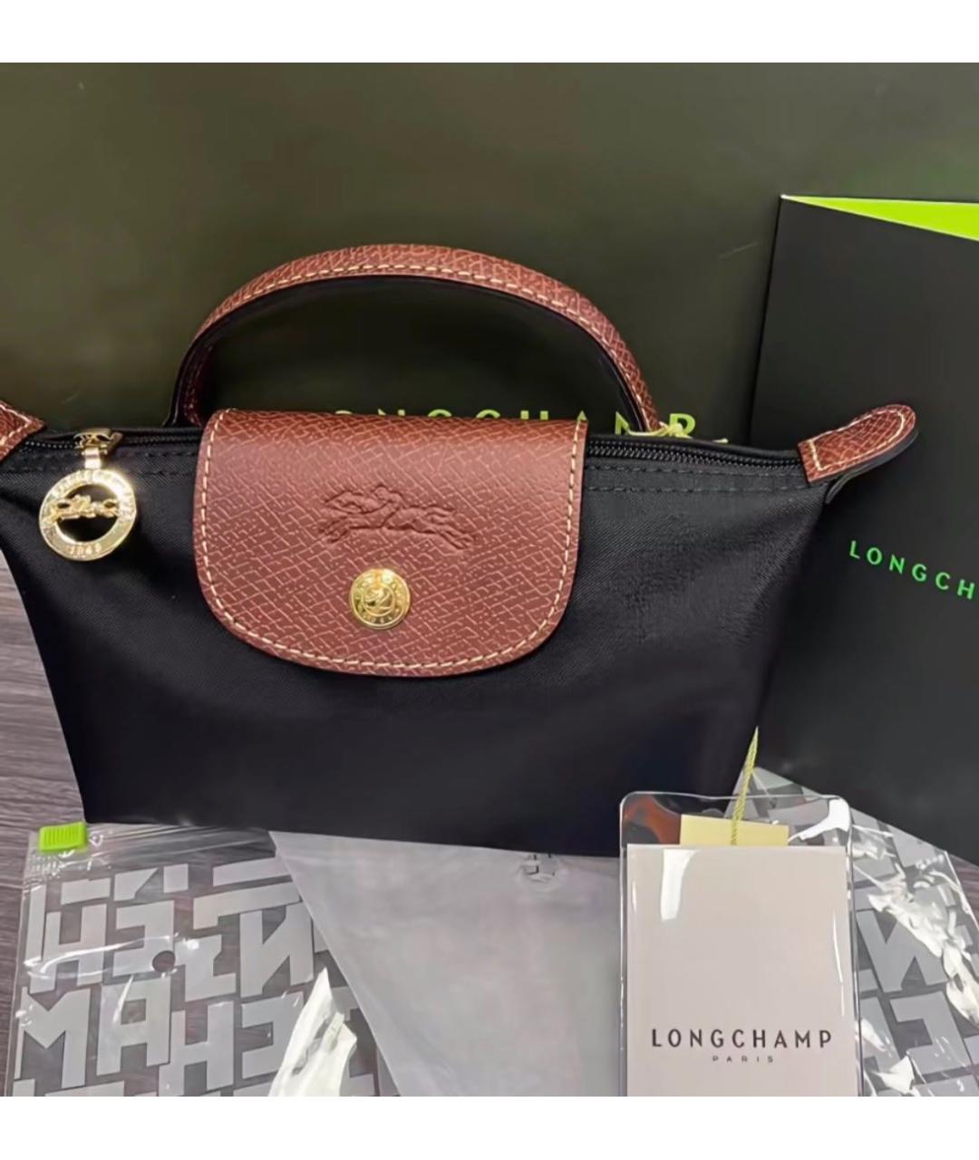 LONGCHAMP Черная тканевая сумка с короткими ручками, фото 5