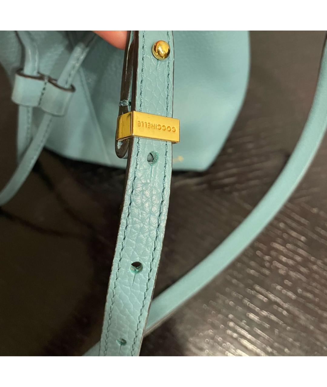COCCINELLE Бирюзовая кожаная сумка через плечо, фото 3