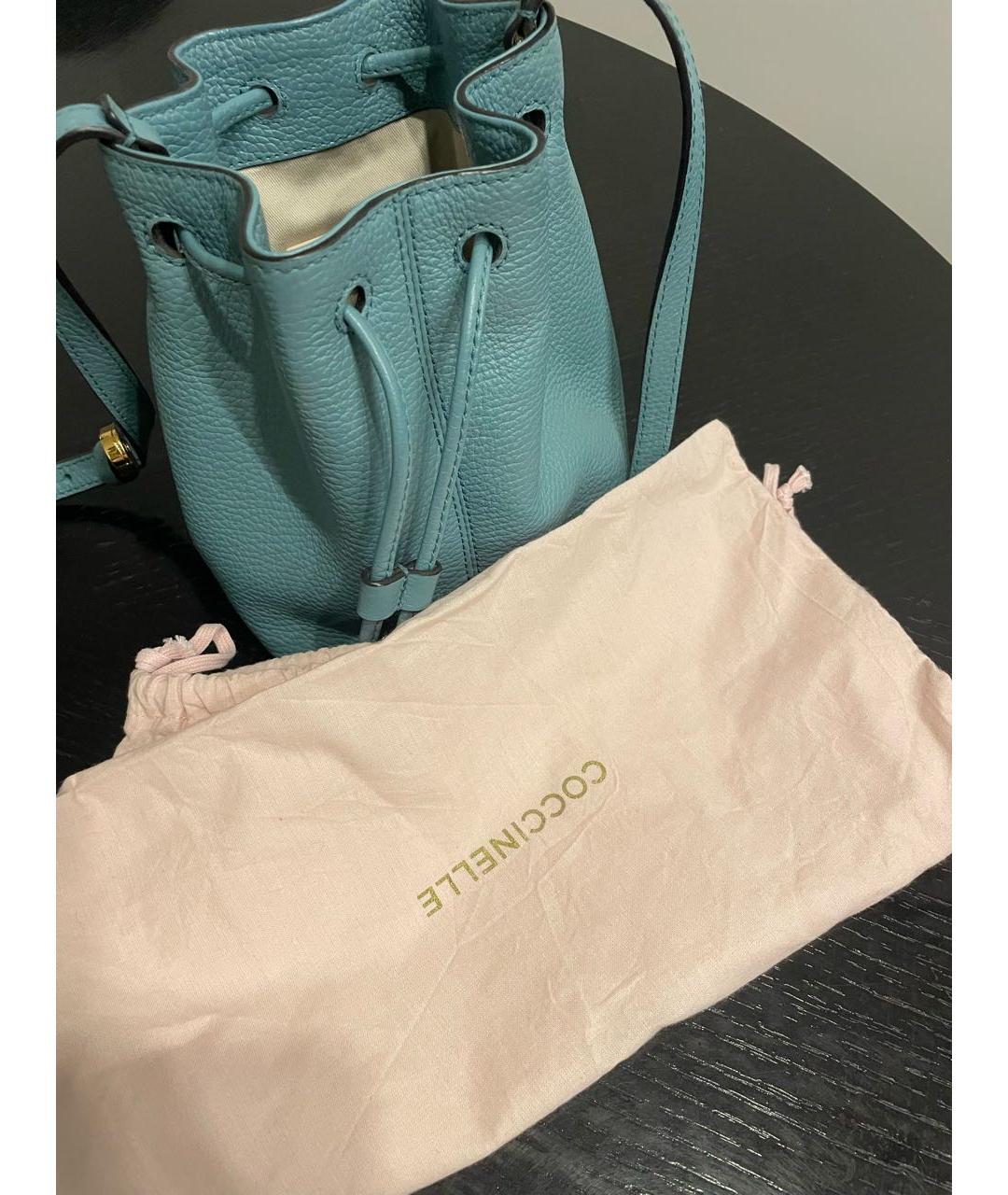 COCCINELLE Бирюзовая кожаная сумка через плечо, фото 7