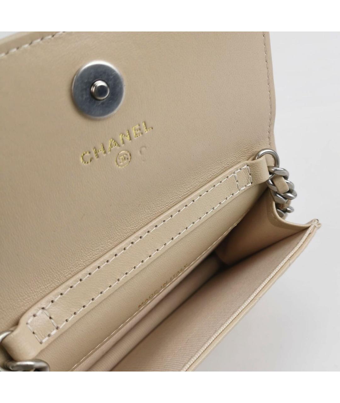 CHANEL Бежевая кожаная сумка через плечо, фото 6