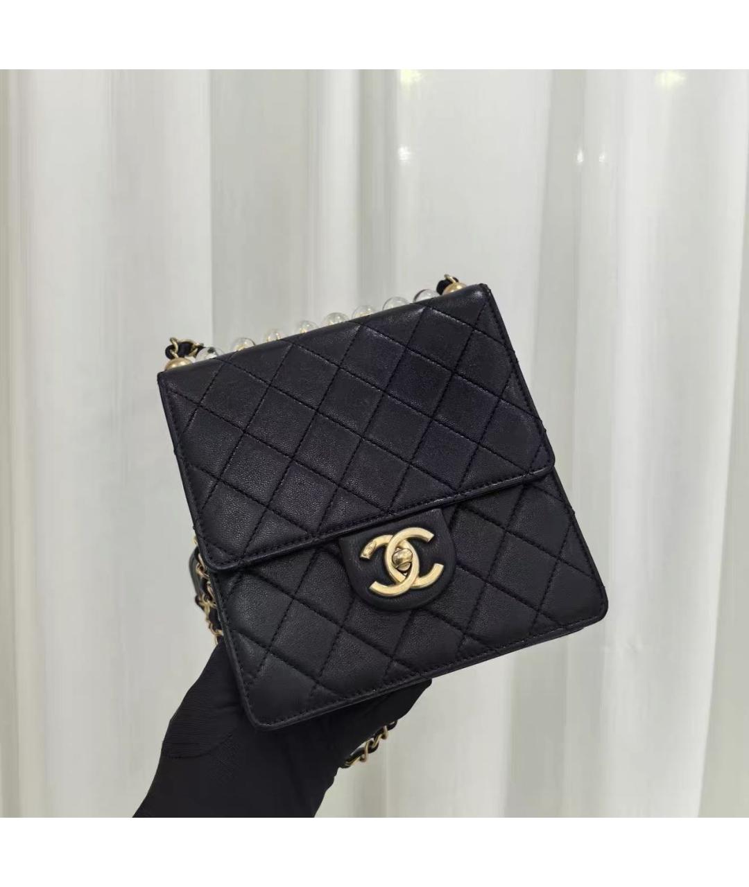 CHANEL Черная кожаная сумка через плечо, фото 8