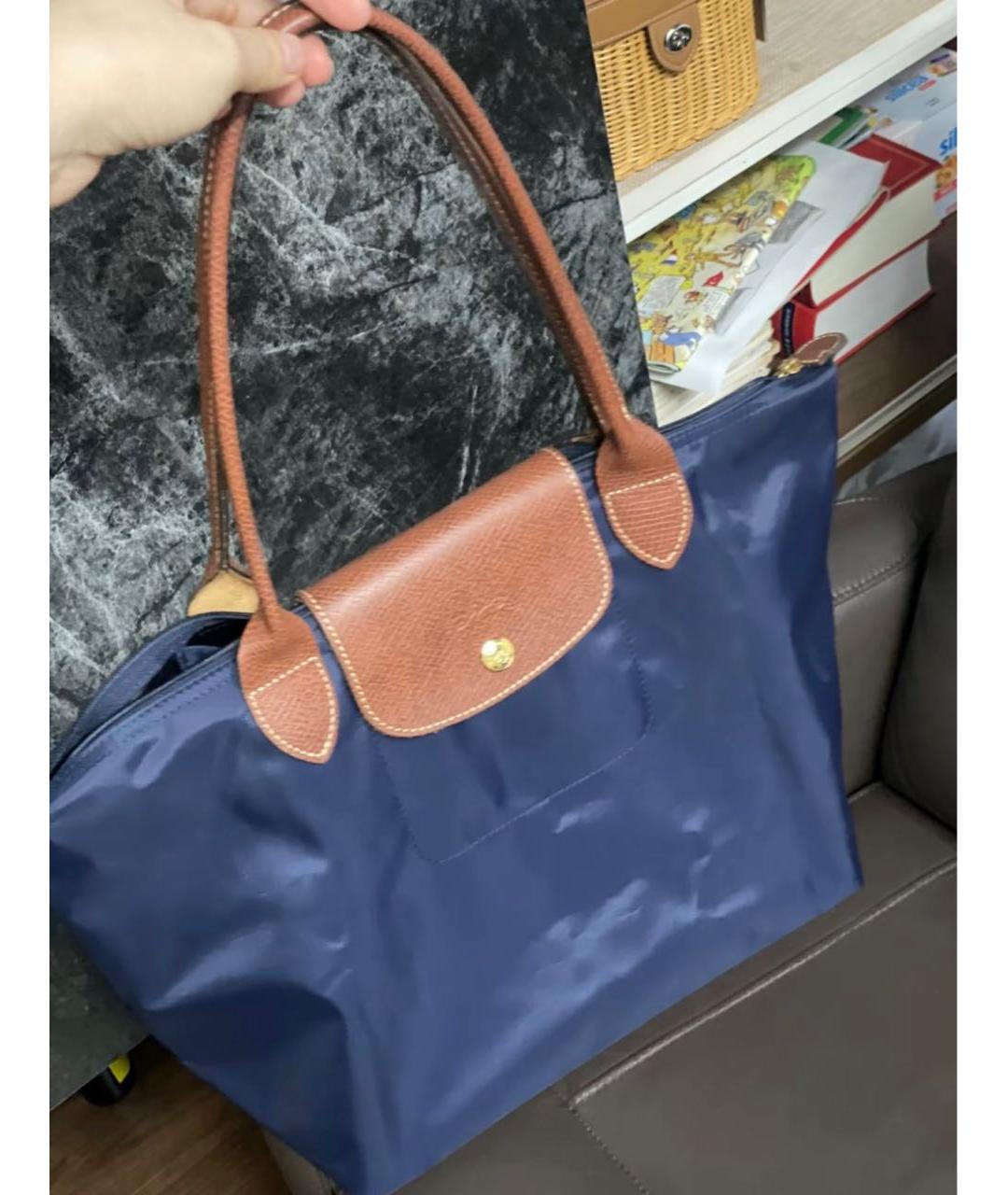 LONGCHAMP Темно-синяя тканевая сумка тоут, фото 7