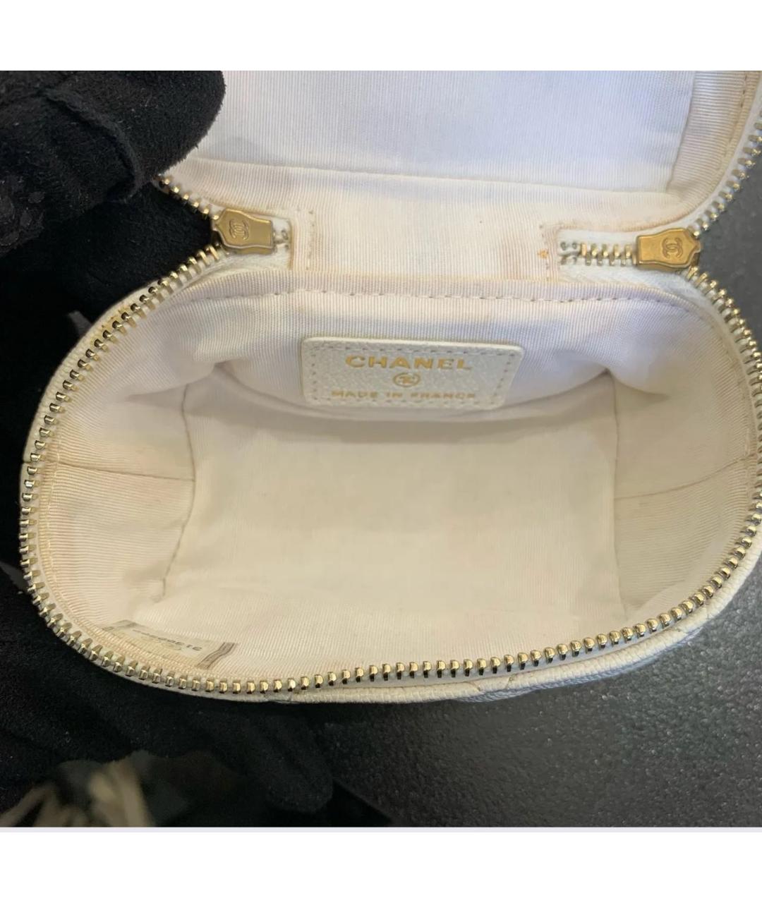 CHANEL Белая кожаная сумка через плечо, фото 5
