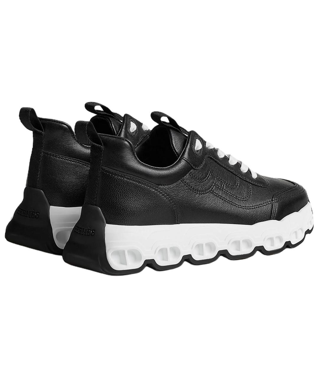 HERMES Черные кожаные кроссовки, фото 2