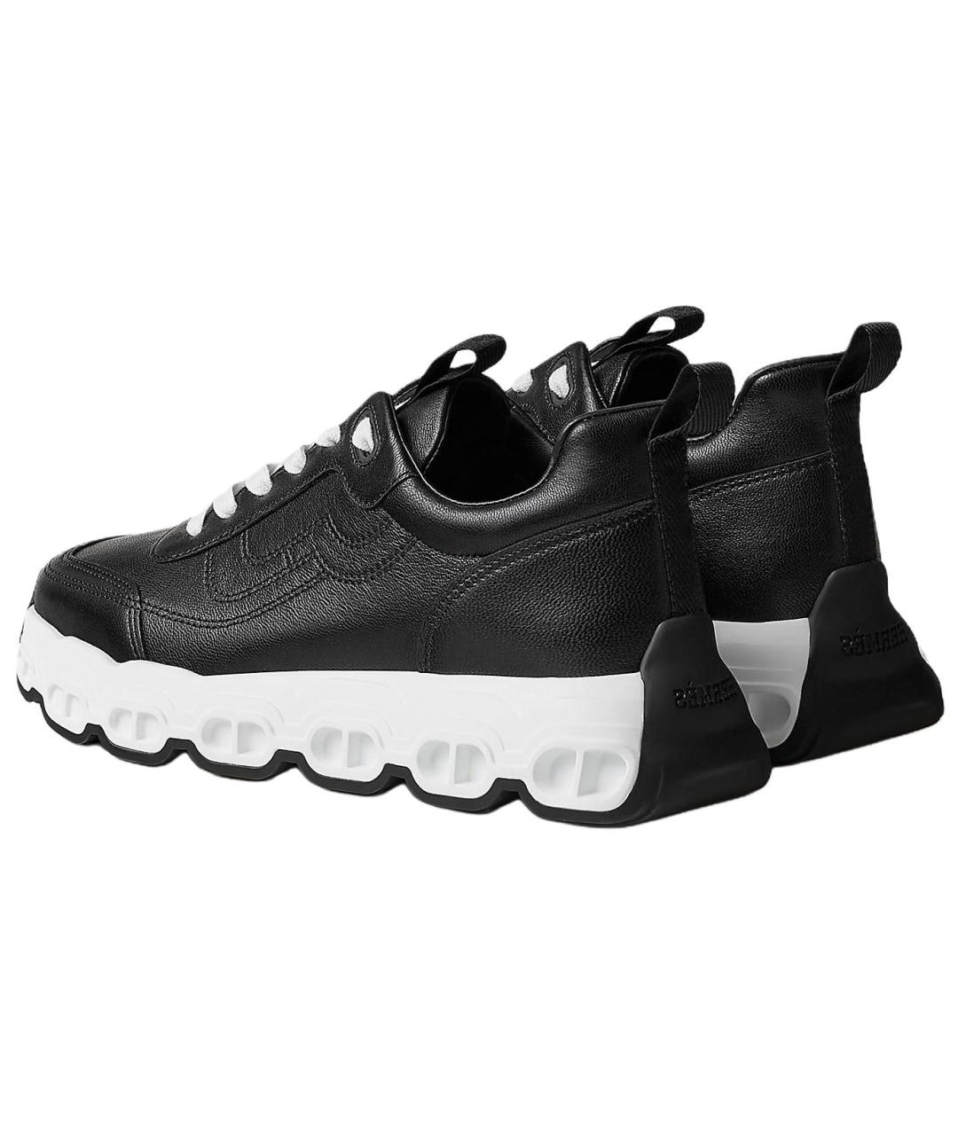 HERMES Черные кожаные кроссовки, фото 3