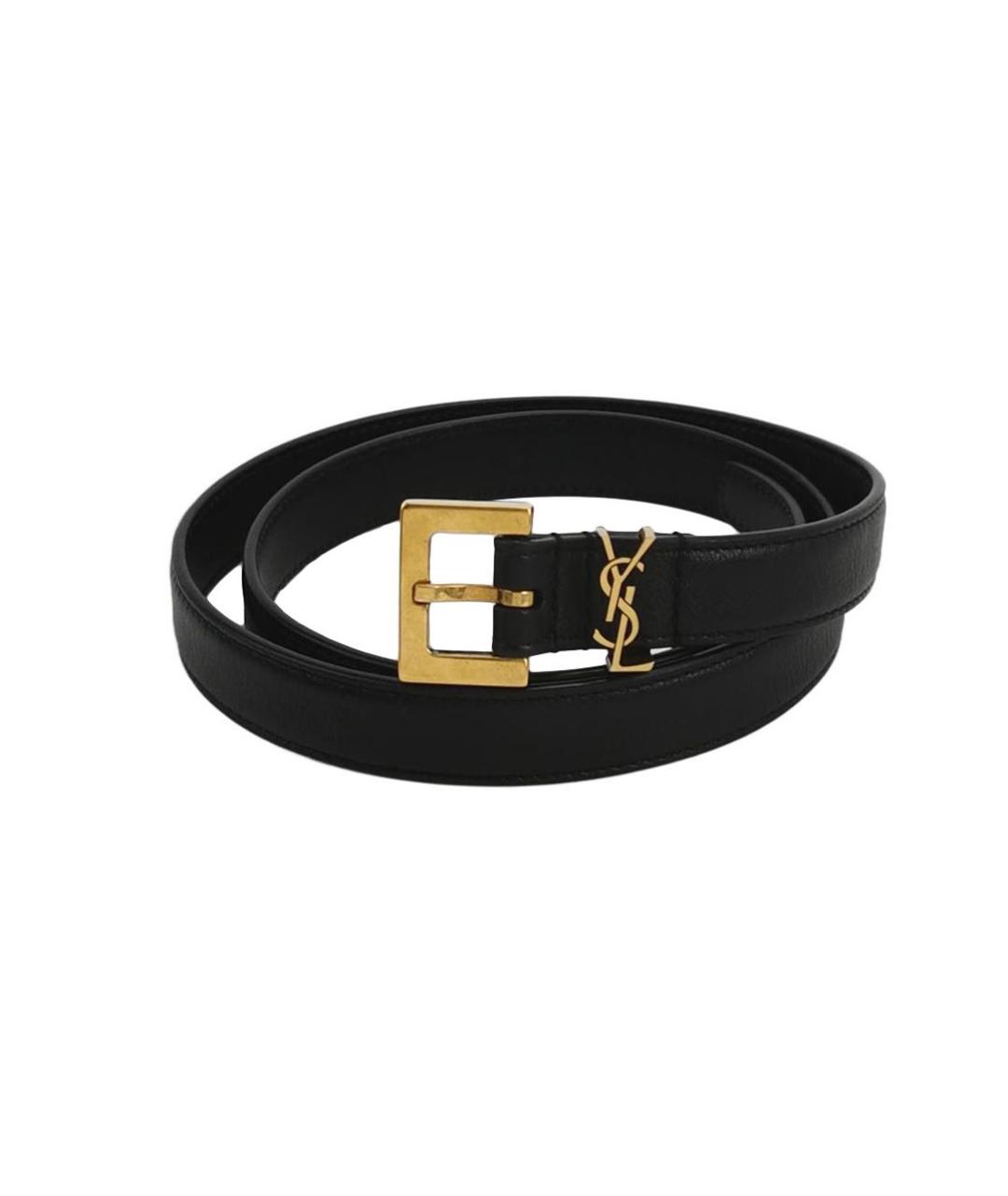 SAINT LAURENT Черный кожаный ремень, фото 1