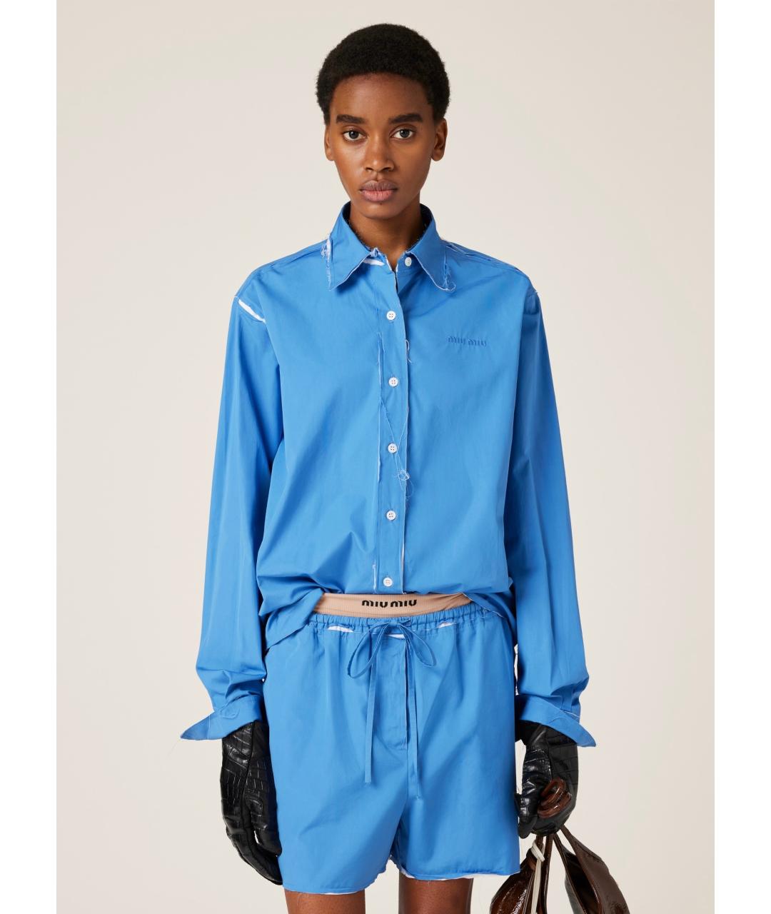 MIU MIU Голубая хлопковая рубашка, фото 2