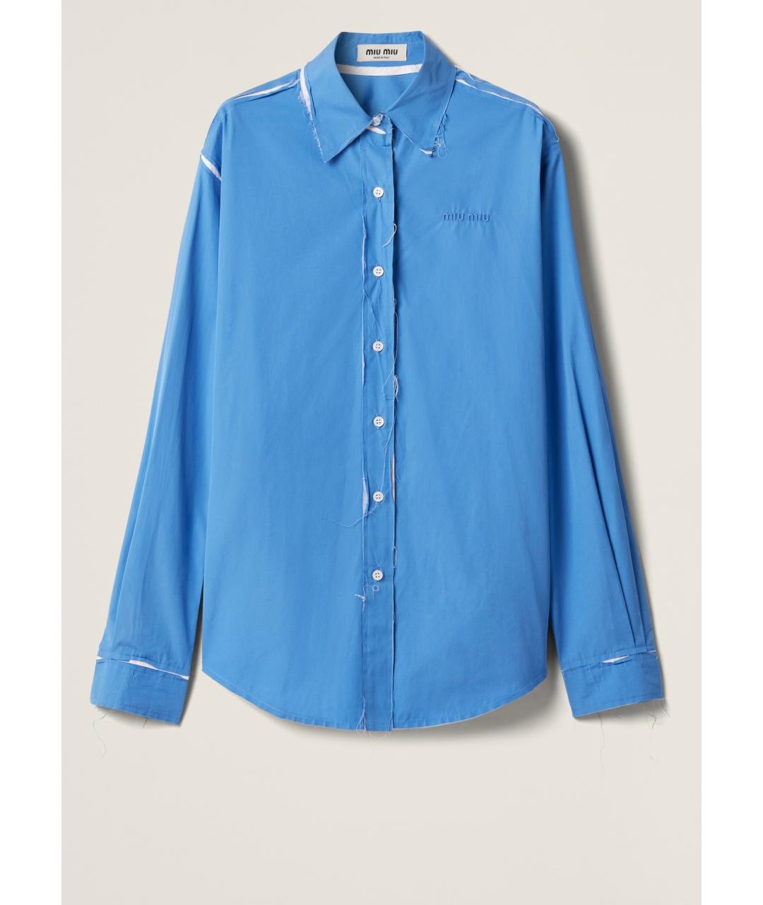 MIU MIU Голубая хлопковая рубашка, фото 5