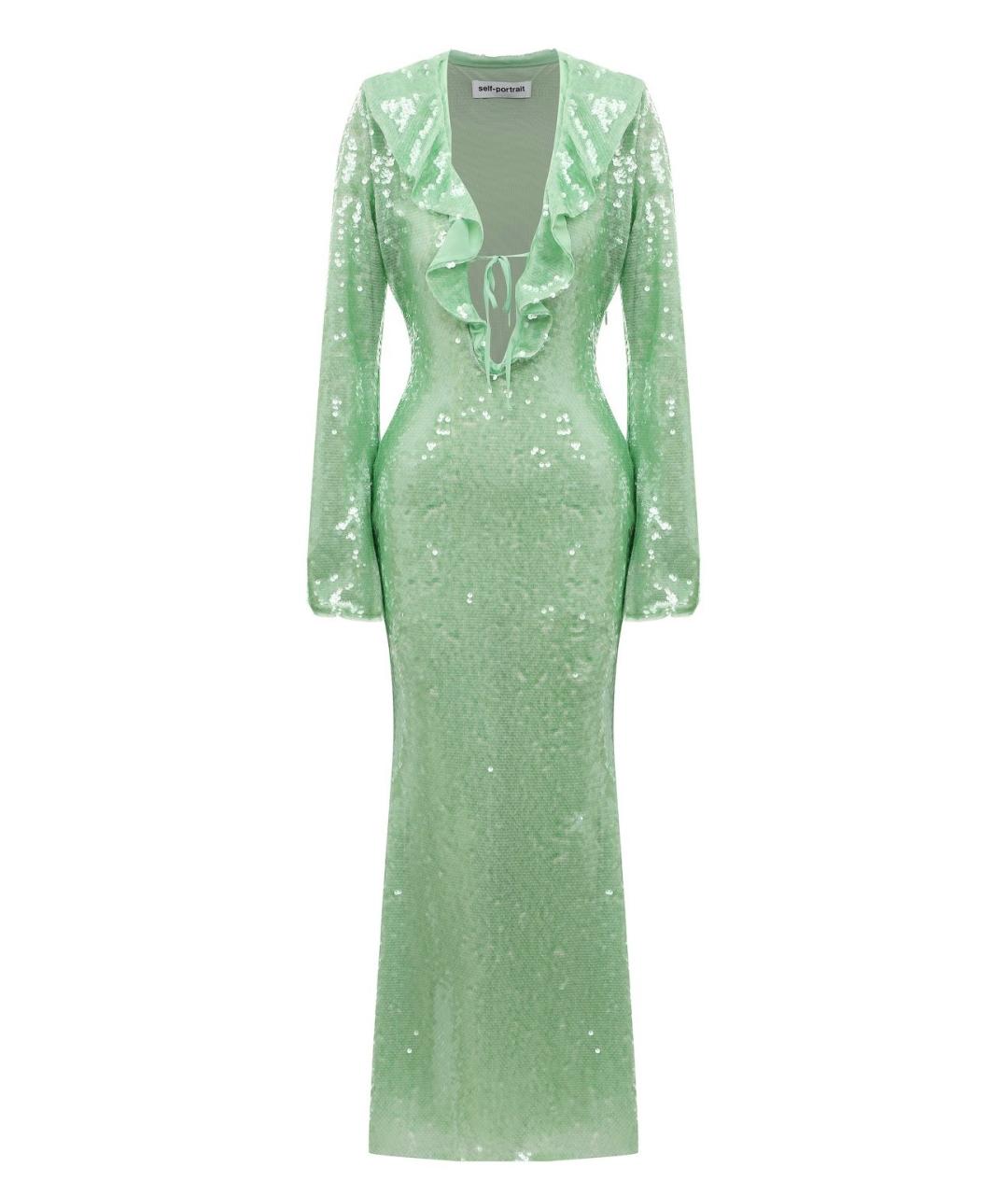 SELF-PORTRAIT Зеленые полиэстеровое вечернее платье, фото 8
