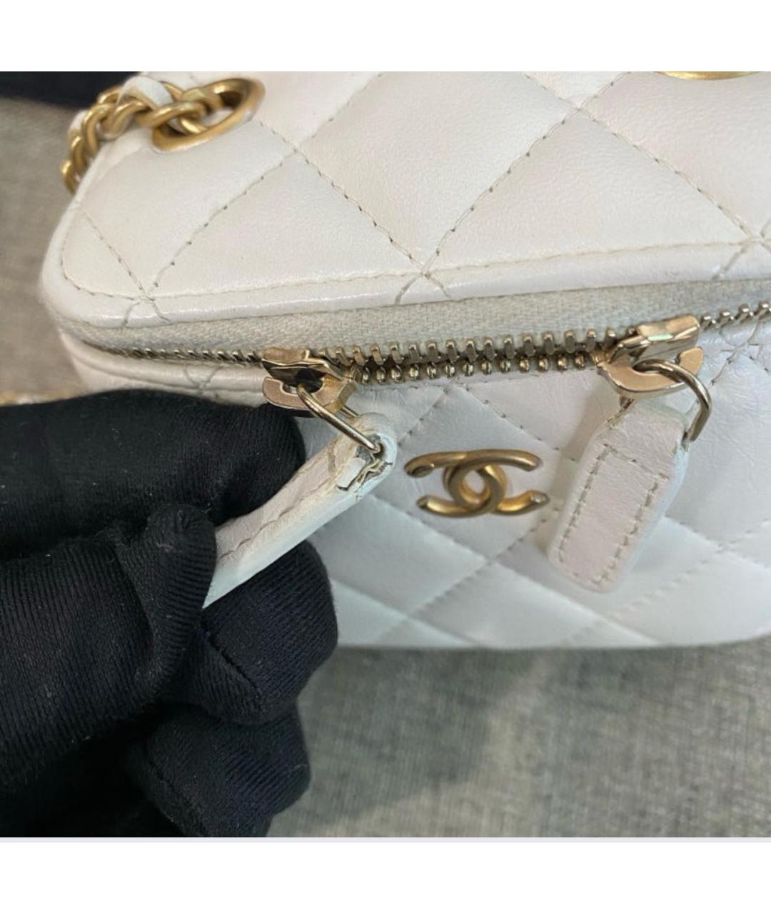 CHANEL Белая кожаная сумка через плечо, фото 8