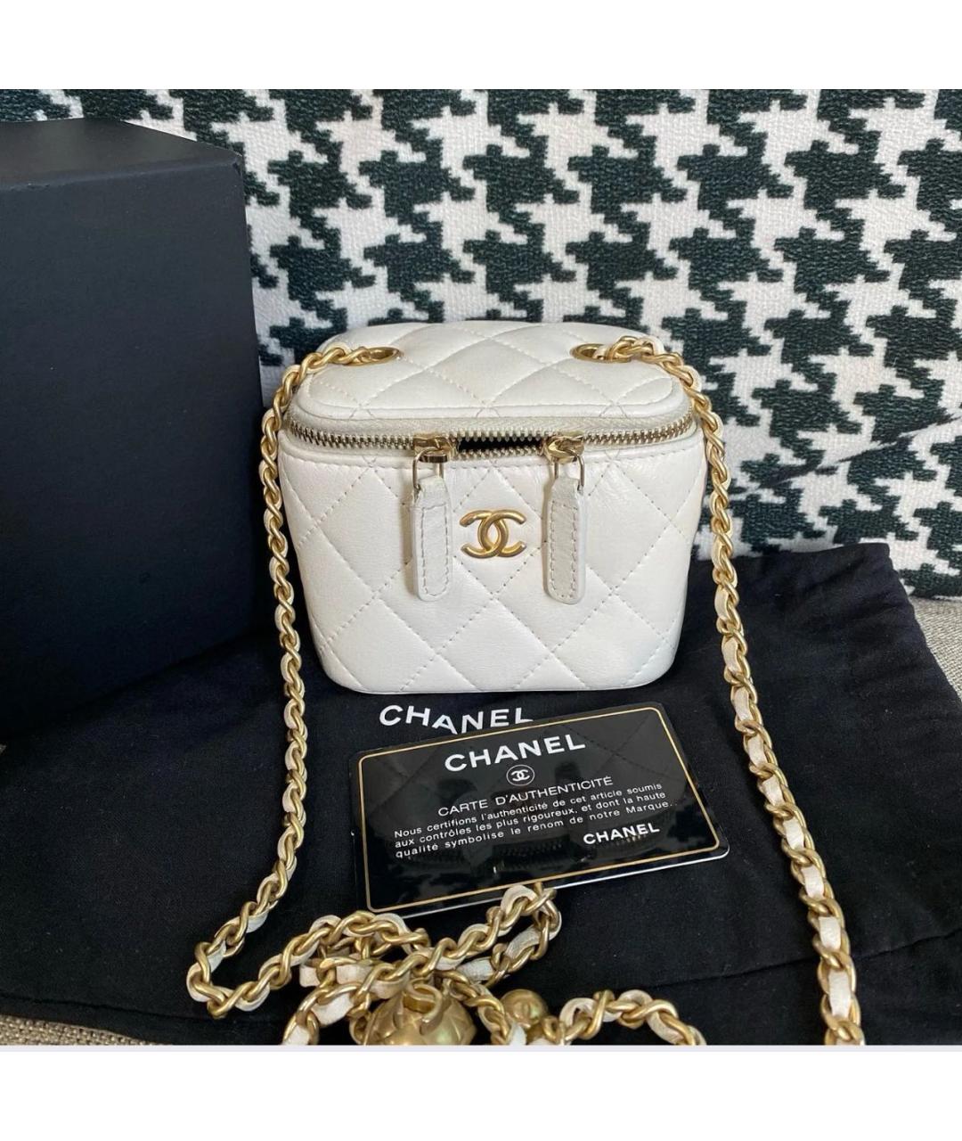 CHANEL Белая кожаная сумка через плечо, фото 9