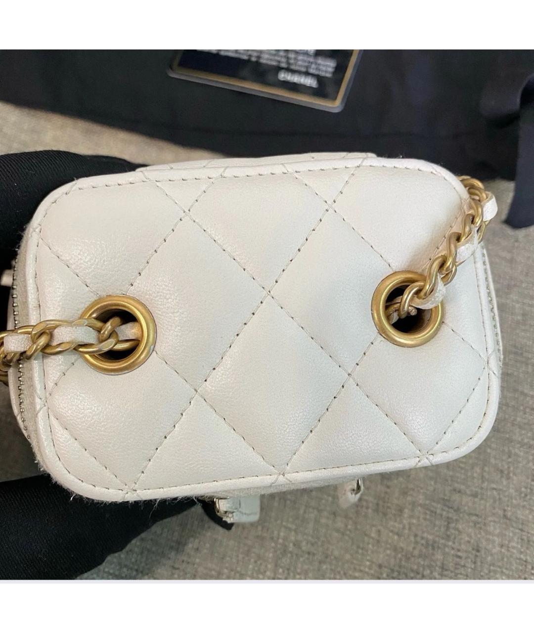 CHANEL Белая кожаная сумка через плечо, фото 7