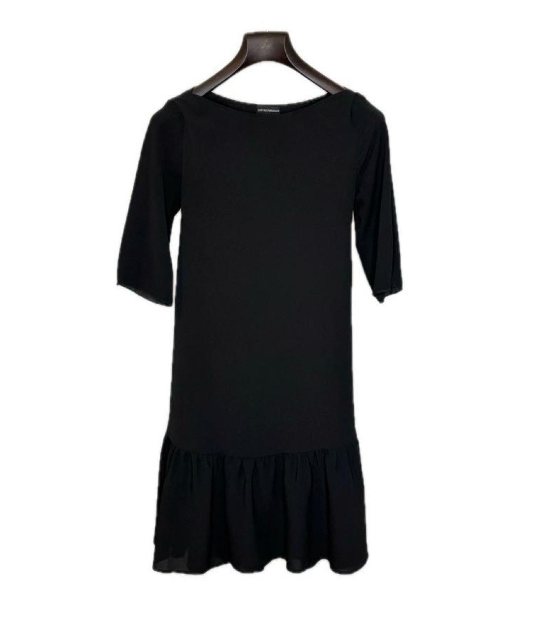 EMPORIO ARMANI Черное полиэстеровое повседневное платье, фото 9