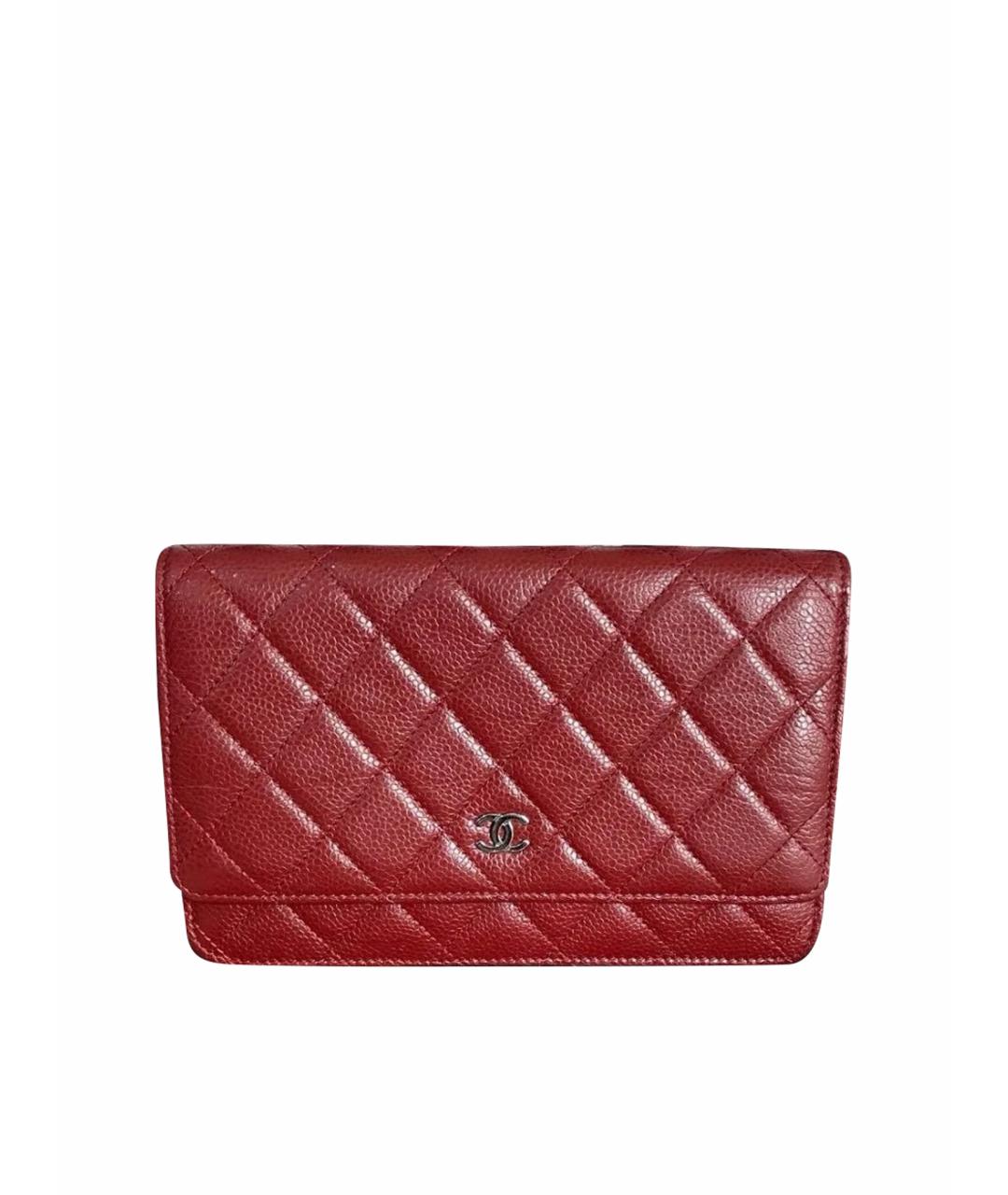 CHANEL Бордовая кожаная сумка через плечо, фото 1