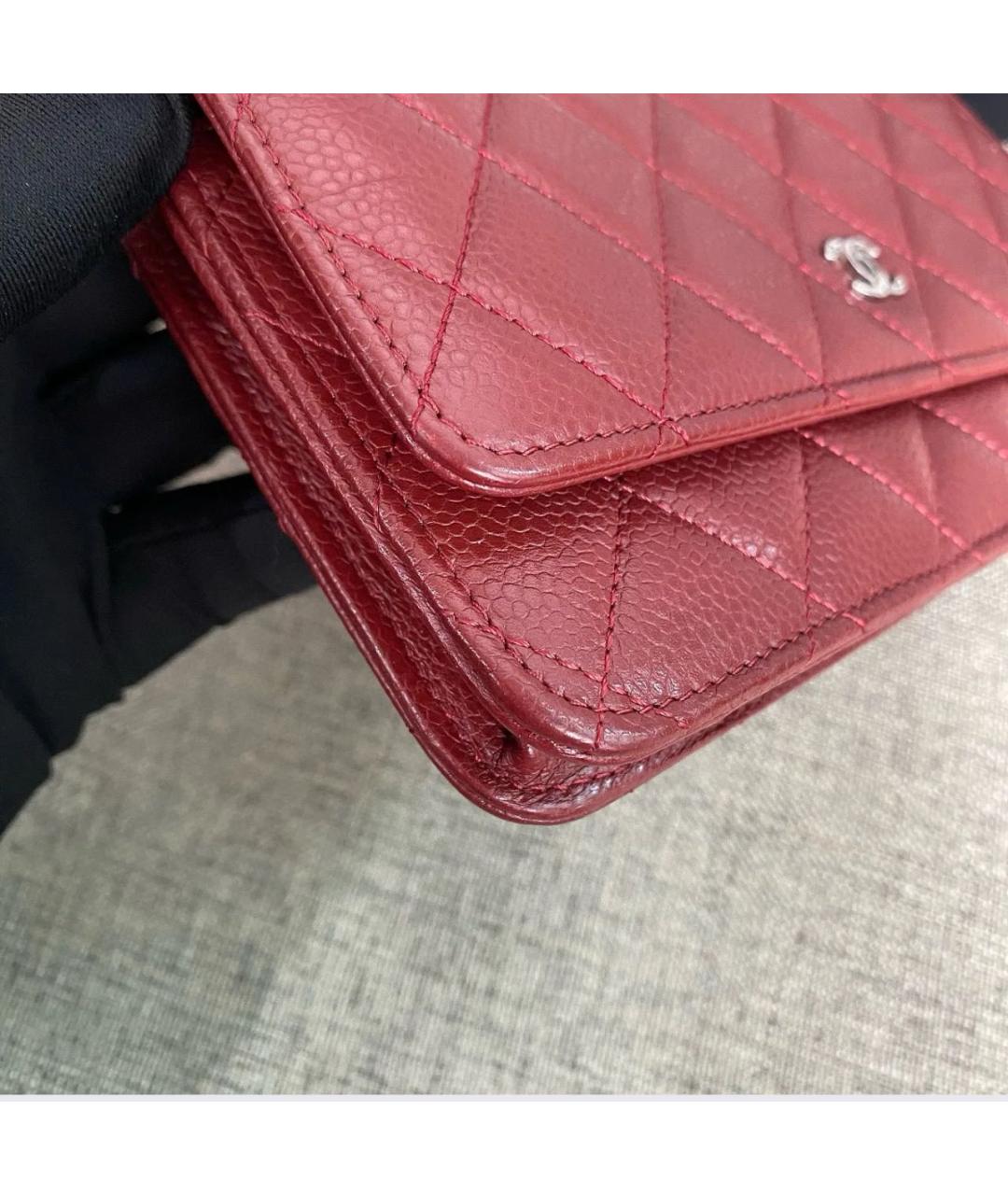 CHANEL Бордовая кожаная сумка через плечо, фото 5