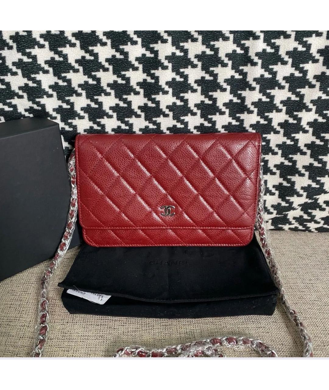 CHANEL Бордовая кожаная сумка через плечо, фото 9