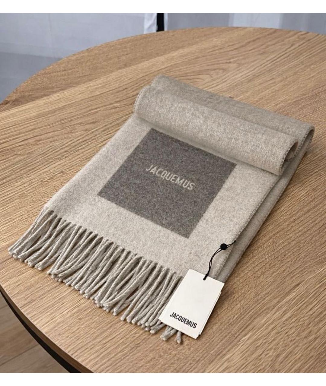 JACQUEMUS Серый шерстяной шарф, фото 3
